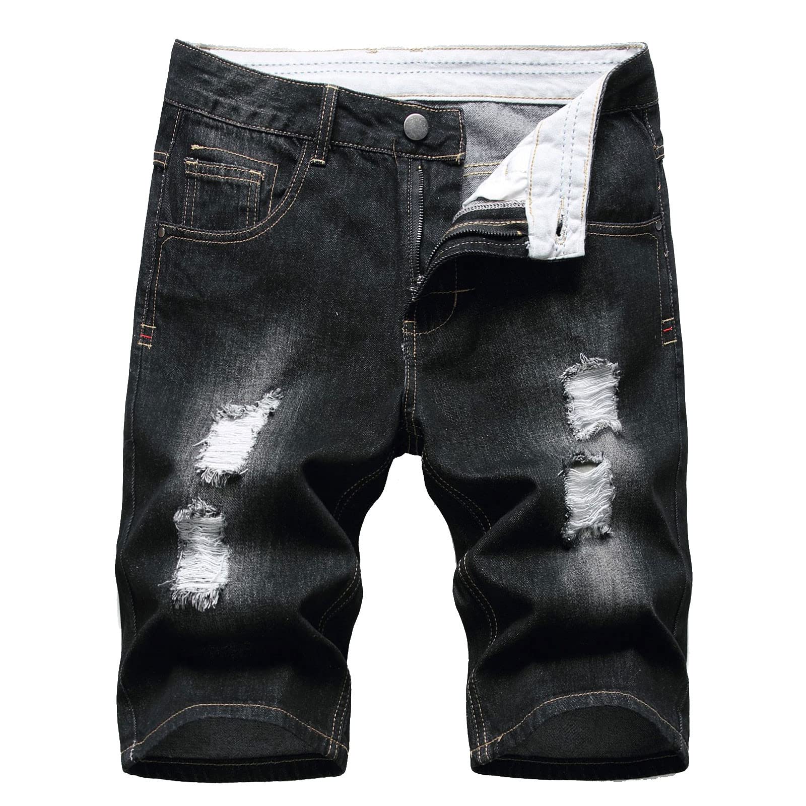 NUSGEAR 2023 Pantalones Corto Vaquero Hombre Verano Moda Casual Corta Pantalones Roto Mezclilla Pants Vintage Deporte Jeans Jogging Pantalon Elástico Denim Chandal Hombre Pantalones Talla Grande