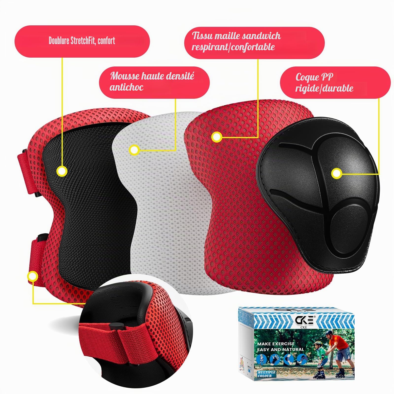 CKE Genouillères enfants de 3 à 8 ans protection roller enfant protection velo genouillères et coudières ensemble d'équipements de protection pour le skateboard, le cyclisme