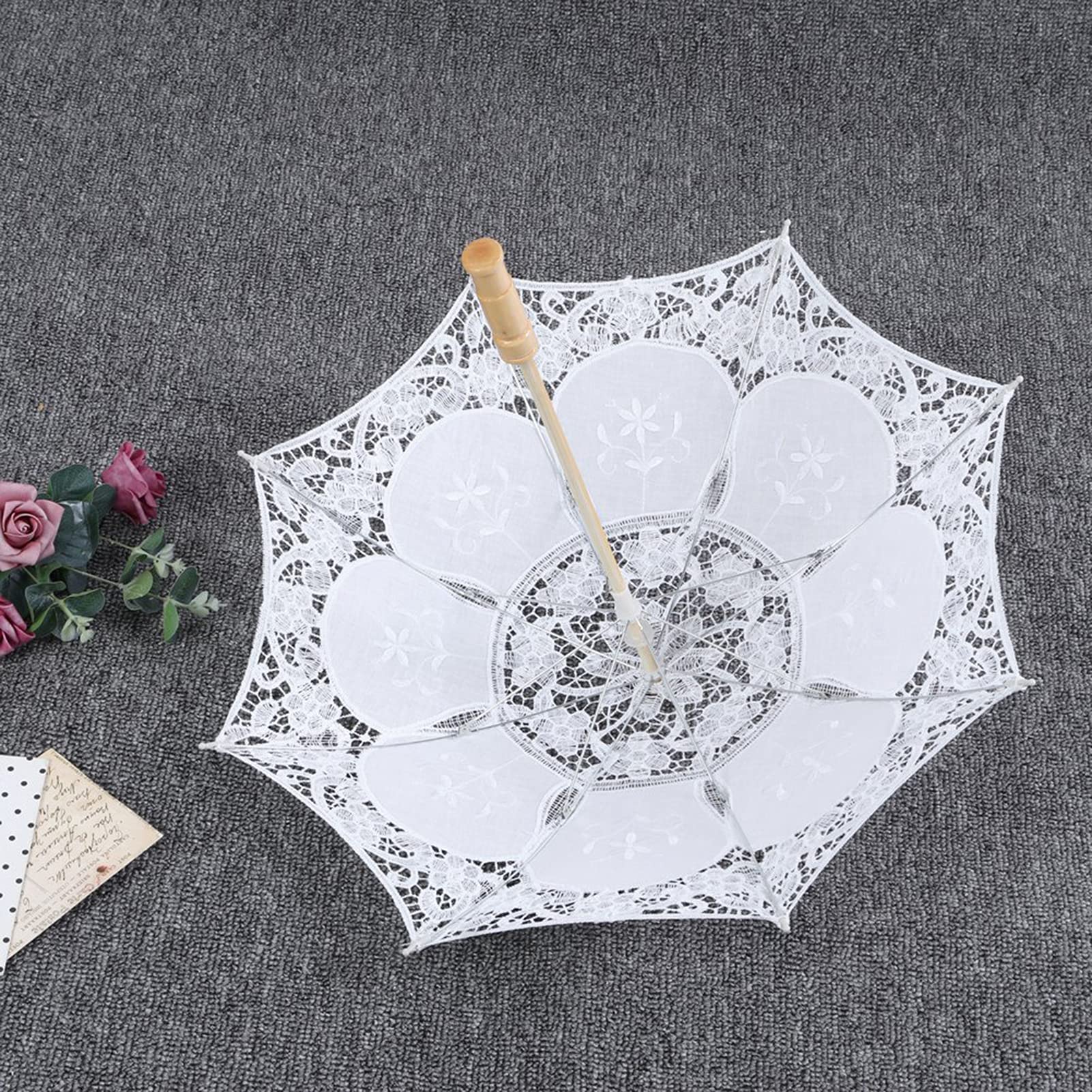 Duży Koronkowy Parasol, Koronkowy Parasol ślubny w Stylu Zachodnim Parasol Bankietowy Fotografia Sceniczna Rekwizyt Materiały ślubne Fotografia Zewnętrzna (biały, duży)