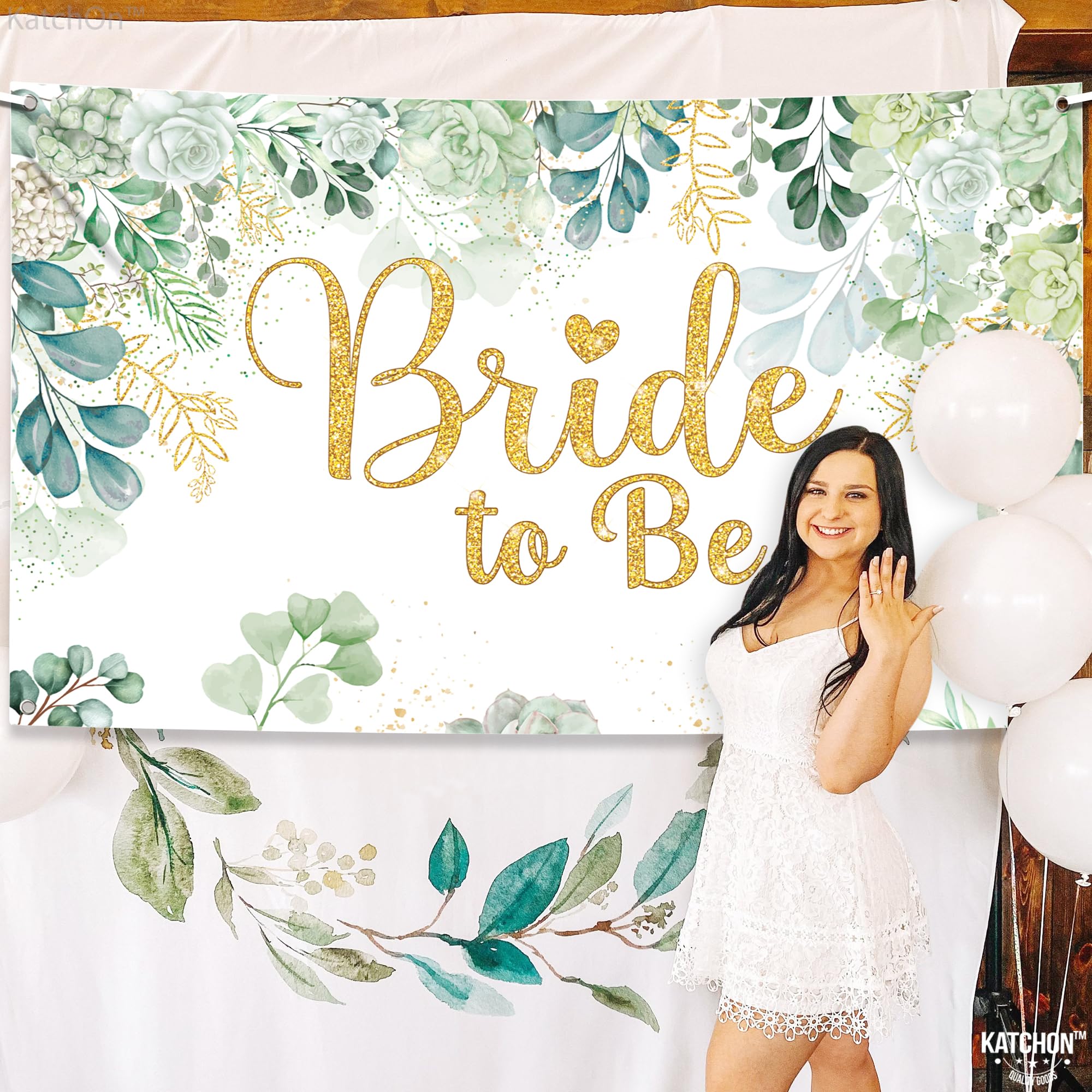 Bride To Be Gold Poster Banner - DE, Green and gold - Image 2