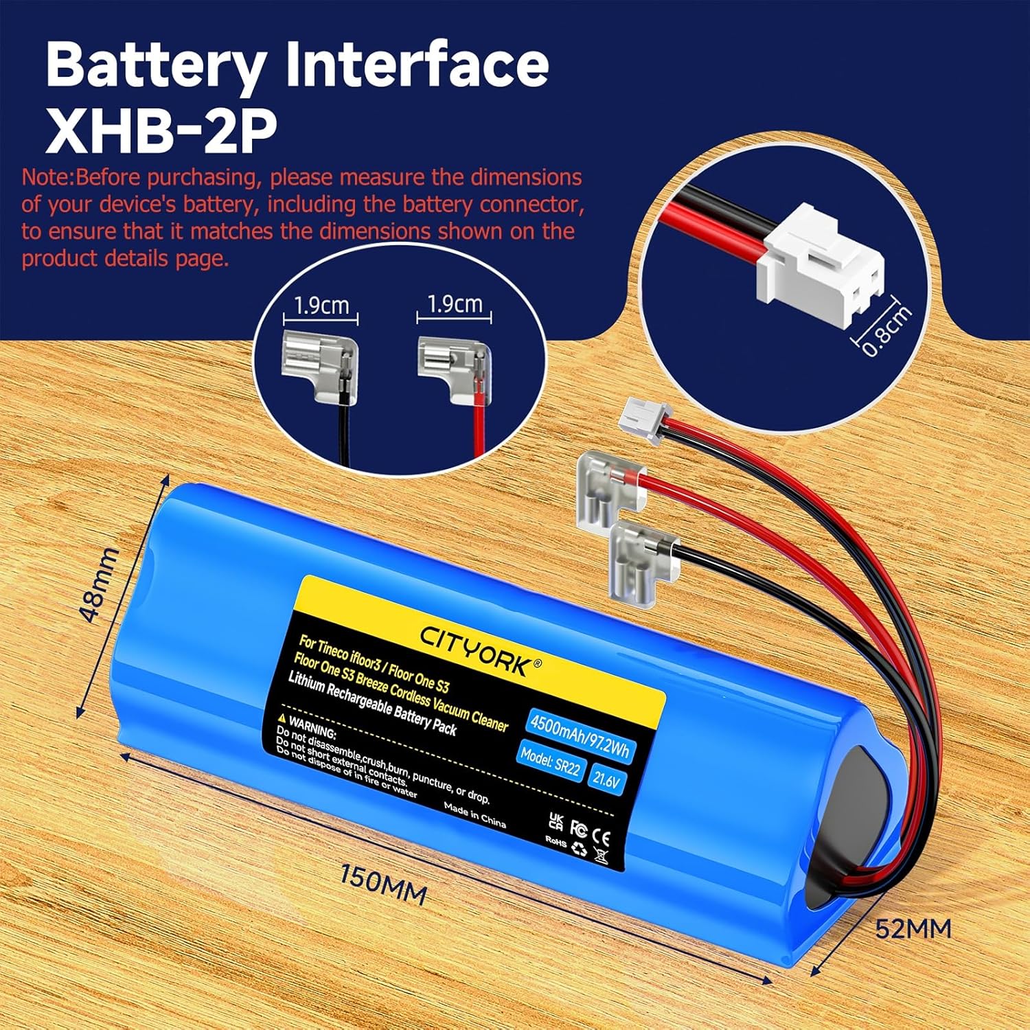 4500mAh Floor one S3 Battery Replacement for Tineco Vacuum Compatible with Tineco Floor ONE S3, Floor oneS3 Breeze Cordless Wet Dry Vacuum Cleaner, 21.6V