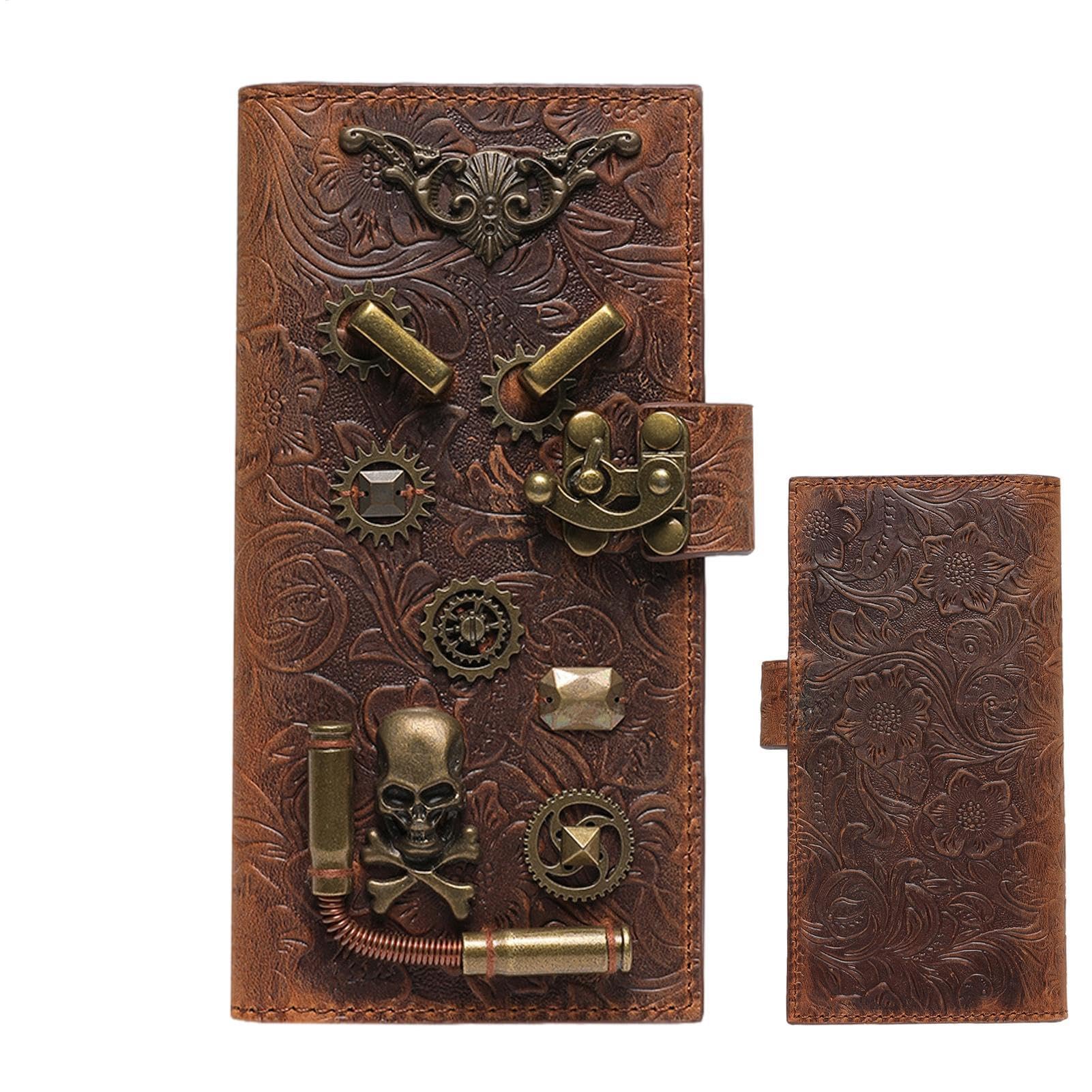 Monedero Steampunk Pequeño Portamonedas Vintage Elaborado En Cuero Vacuno