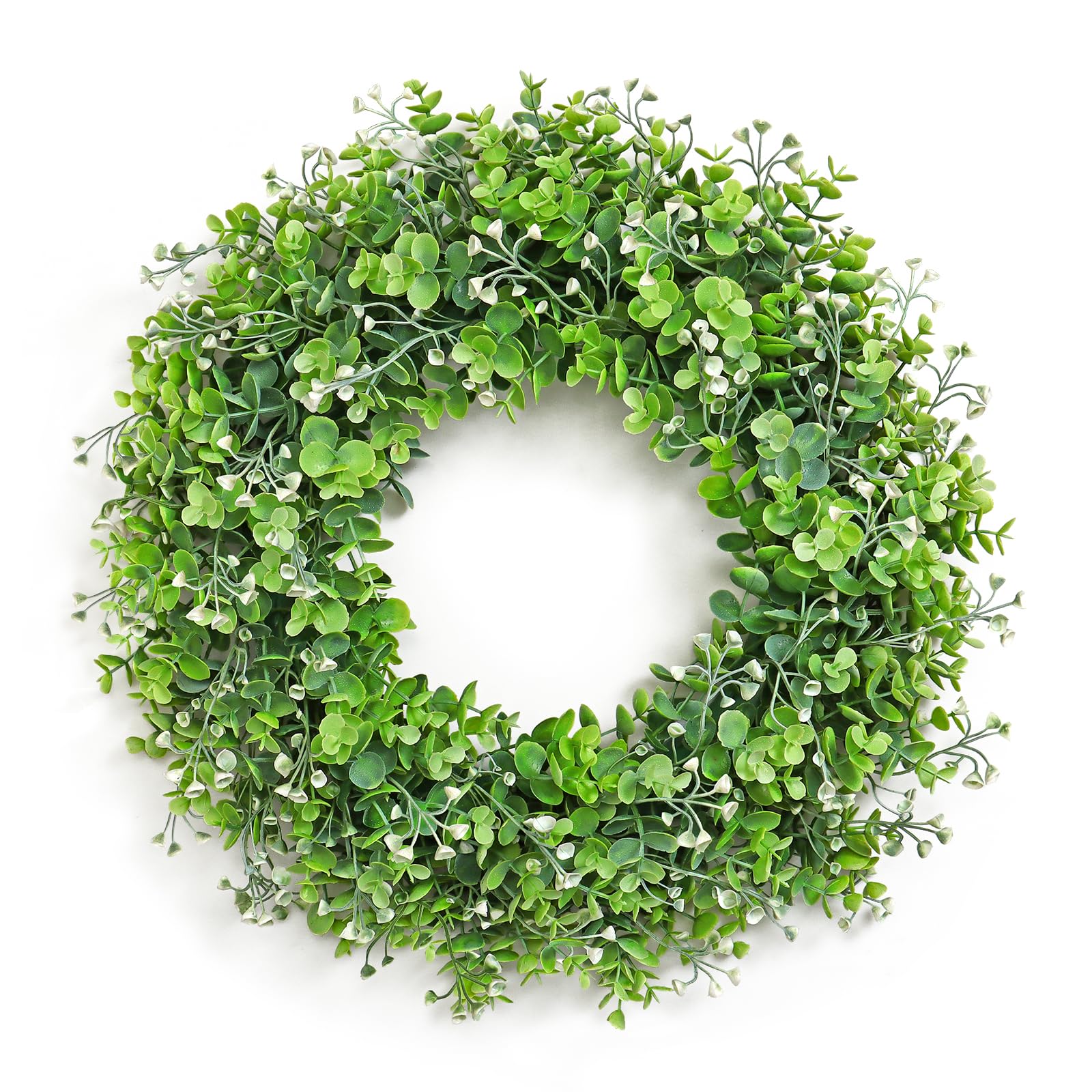 Betylifoy Boxwood Wreath for Front Door 20" Artificial Eucalyptus Leaves Wreaths Fake Greenery Outdoor Wreath Summer Door Wreaths for Porch Window