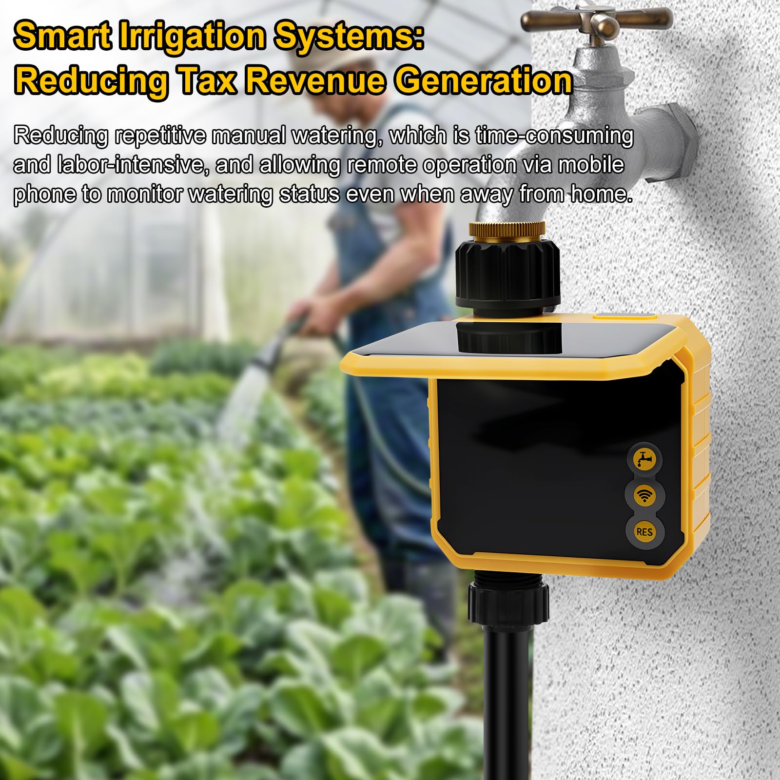 Nikou Ordinateur d'irrigation WiFi, Programmateur Arrosage Automatique Solaire Minuteur d'arrosage Intelligent avec Retard de Pluie, Compatible avec APP et Alexa, pour Jardin, Pelouse (1 Sorties)