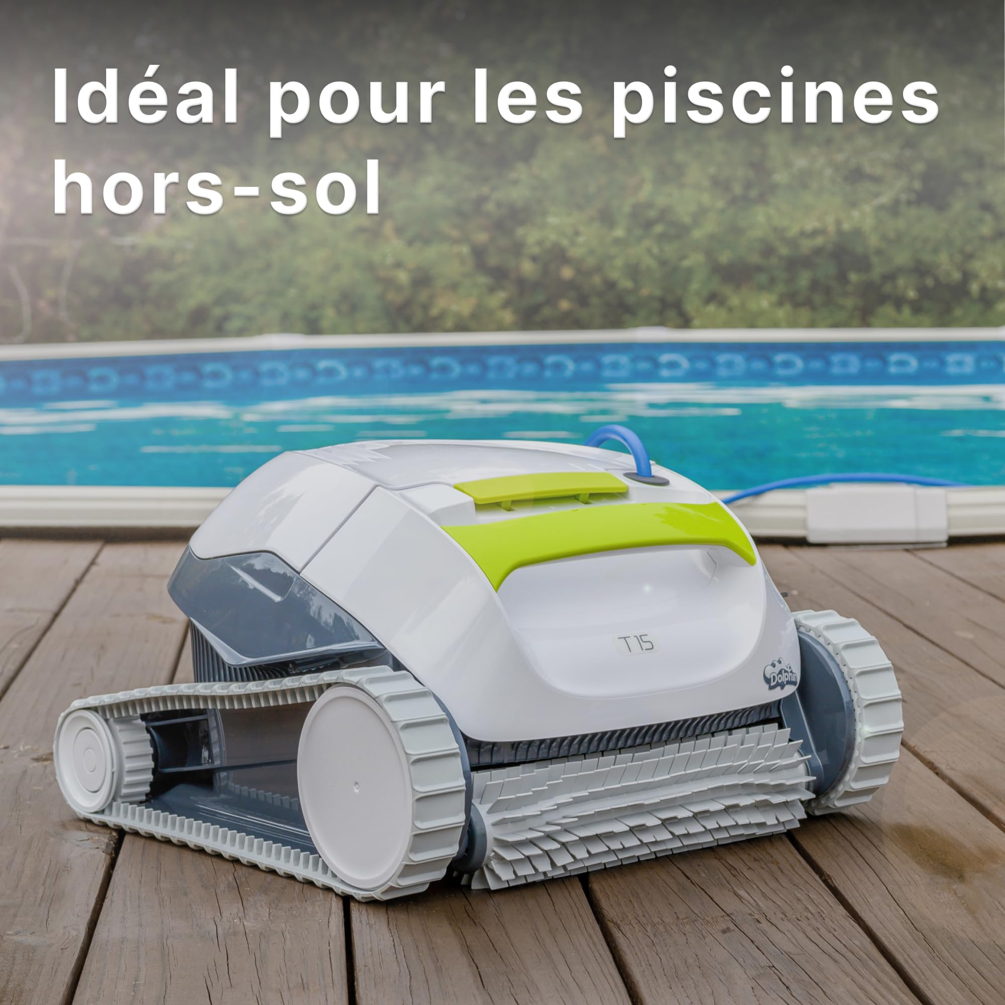 Dolphin T15 Robot Nettoyeur électrique avec Fil pour Piscines Hors-Sol jusqu'à 8 mètres de Longueur - Nettoyage du Fond - Économie d'énergie