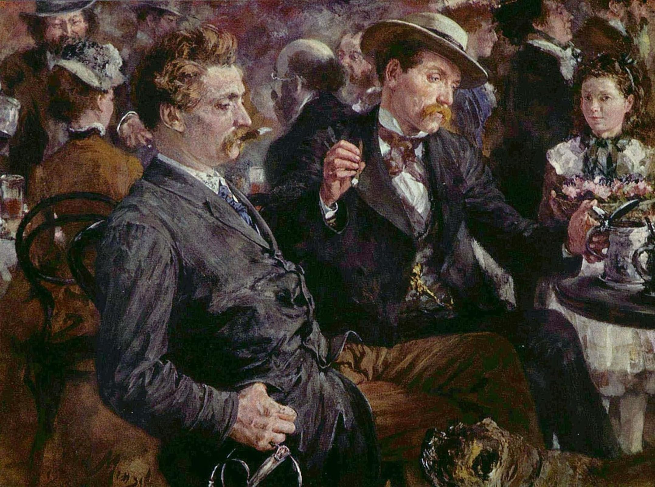 Posteriik No Frame Vintage Classic Picture Landscape Artwork At The Beer Garden By Adolph Menzel Portrait Canvas Painting For Office Home Decor 60X90cm