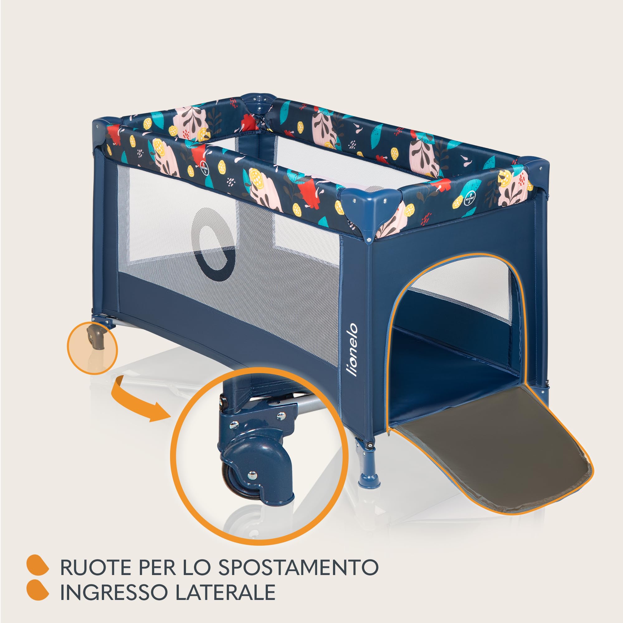 LIONELO Stefi Lettino neonato da viaggio pieghevole con materasso, Dalla nascita fino a 3 anni, Lettino da campeggio con entrata laterale, Le pareti realizzate in rete, Borsa, Route
