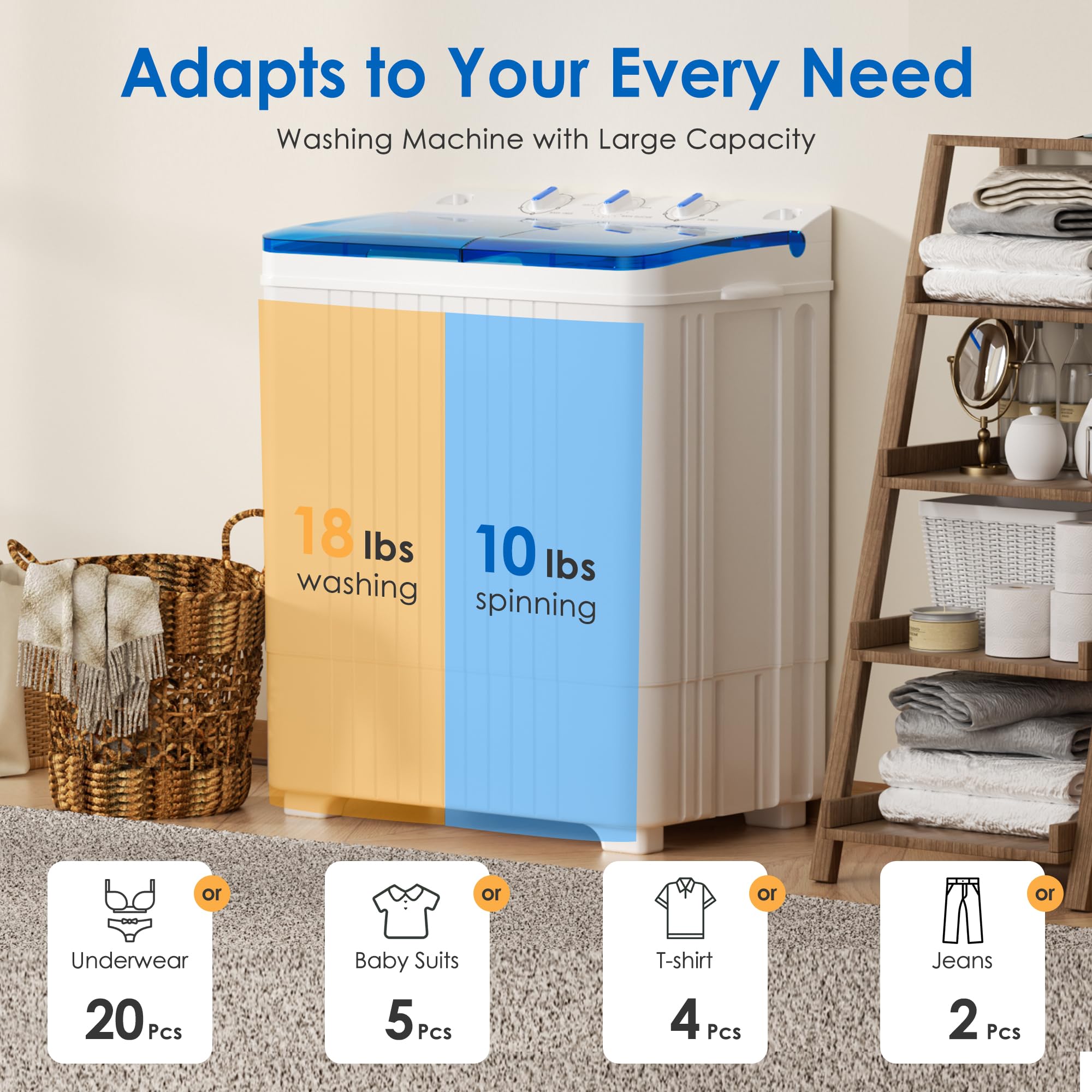 Amazon.com: INTERGREAT Portable Washing Machine, 28lbs Twin Tub