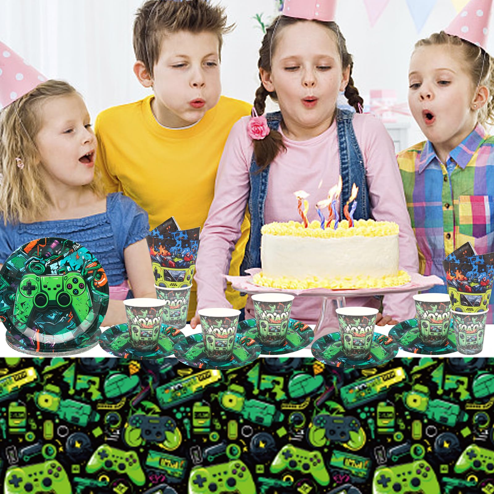 Set Stoviglie Compleanno 61 Pezzi - Tazze, Piatti, Tovaglia Per Feste, Tema Ragazze, Decorazioni Colorate - Foto 9