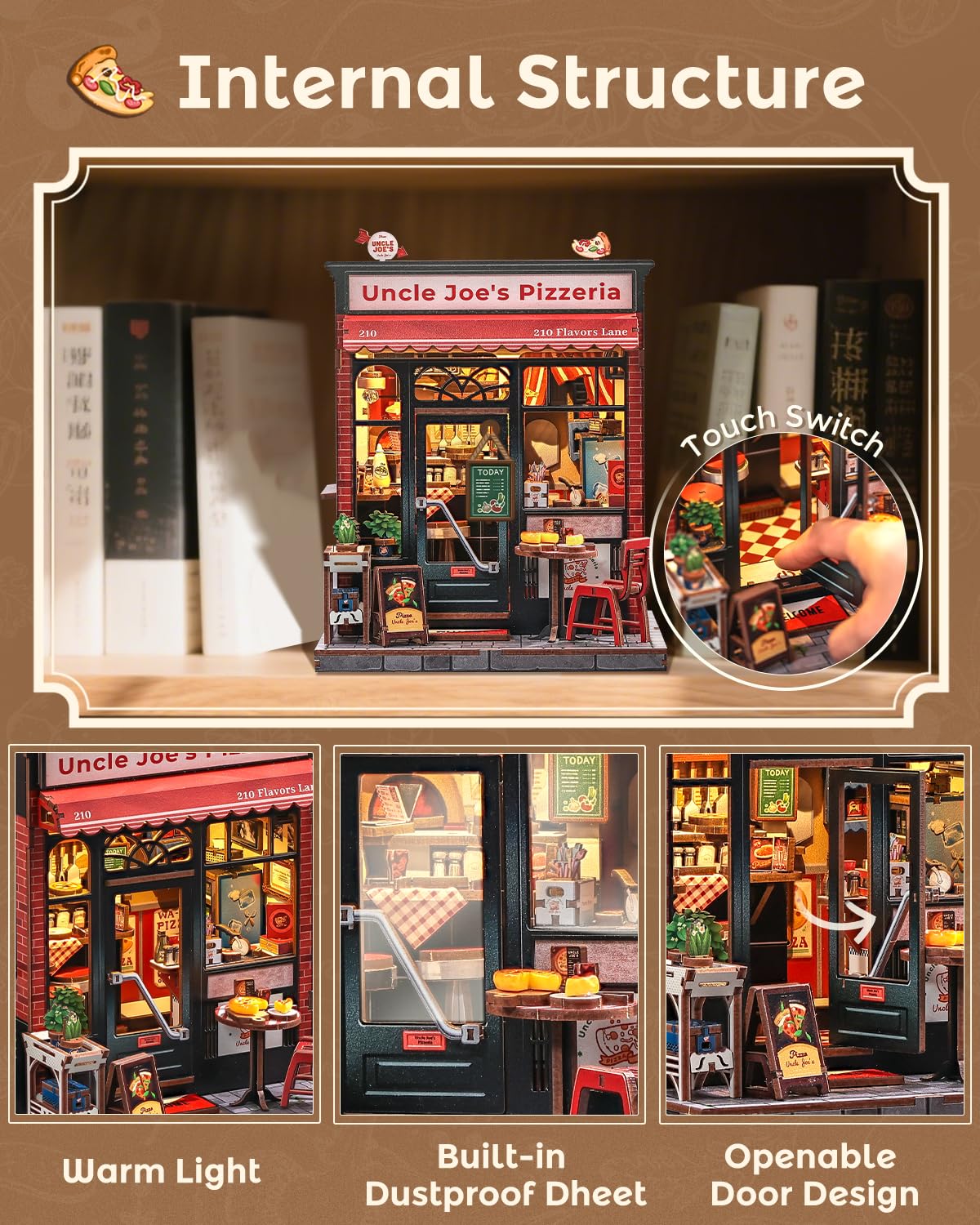 CUTEBEE Book Nook Kits For Adults, DIY Miniature Dollhouse with LED Light, 3D Wooden Puzzle Bookend - Image 3