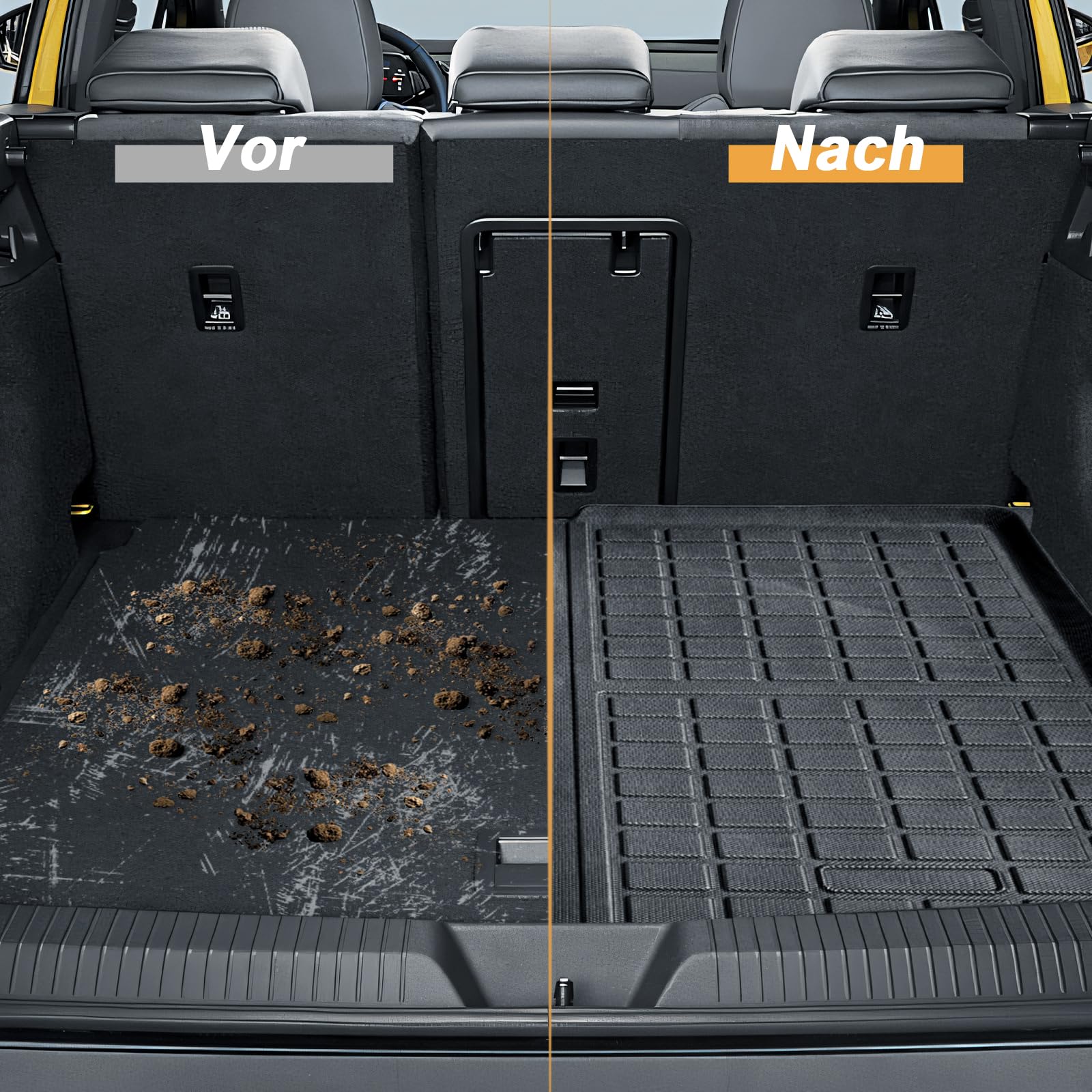 ECOZEN Wanna do bagażnika do VW ID.4 2021-2025, TPE na każdą pogodę, oryginalna mata do bagażnika 3D, 3-warstwowa guma, wodoszczelna, wysokie dopasowanie, wysoka krawędź, wanna do bagażnika VW ID.4