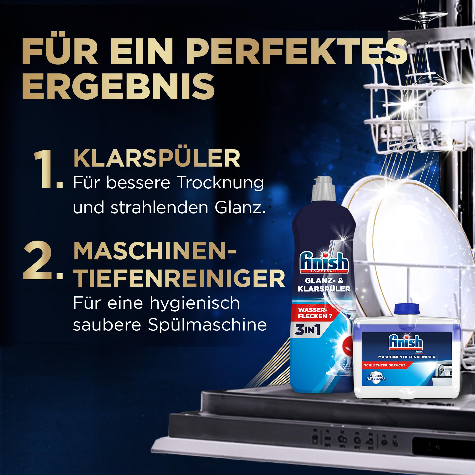 Finish Ultimate Plus Infinity Shine Spülmaschinentabs, Geschirrspültabs für intensive Reinigung, Fettlösekraft und Glanz mit Schutzschild, 2 x 73 Finish Caps