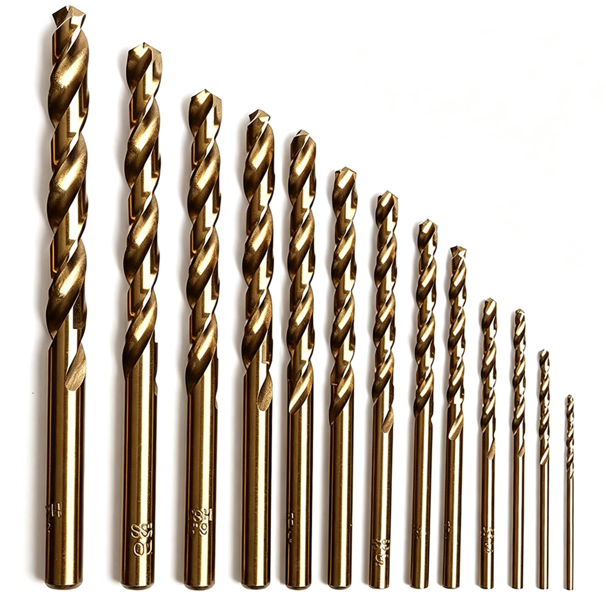 Juego de 10 brocas de cobalto M35 de longitud Jobber para metal duro, hierro fundido, acero inoxidable, madera y plástico, con estuche de almacenamiento, 1/16 a 13/64 pulgadas (10 unidades (1/16 a