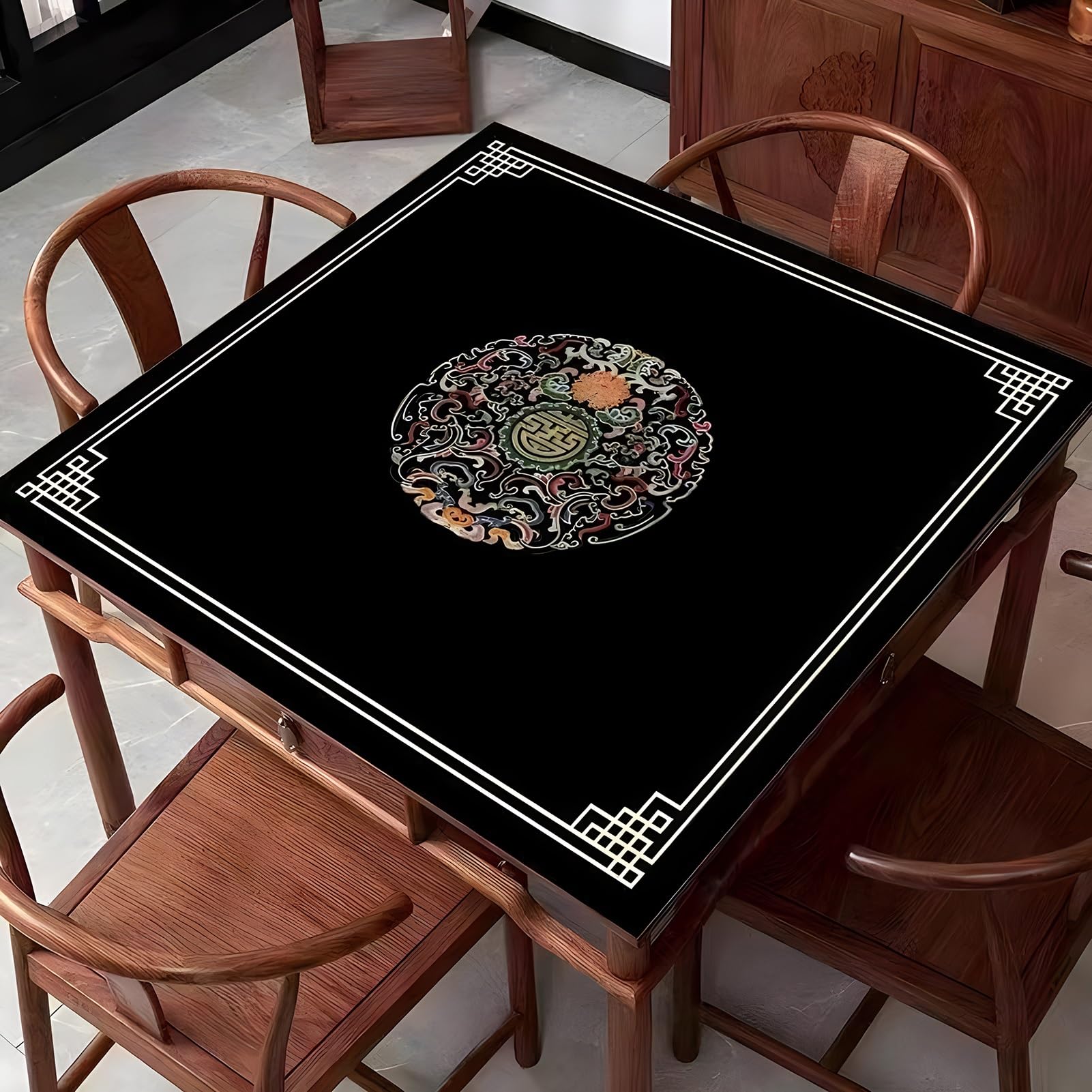 Tovaglia da tavolo per mahjong, Tappetino da Mahjong spesso con borsa portaoggetti, tappetino tavolo quadrato antiscivolo e antirumore