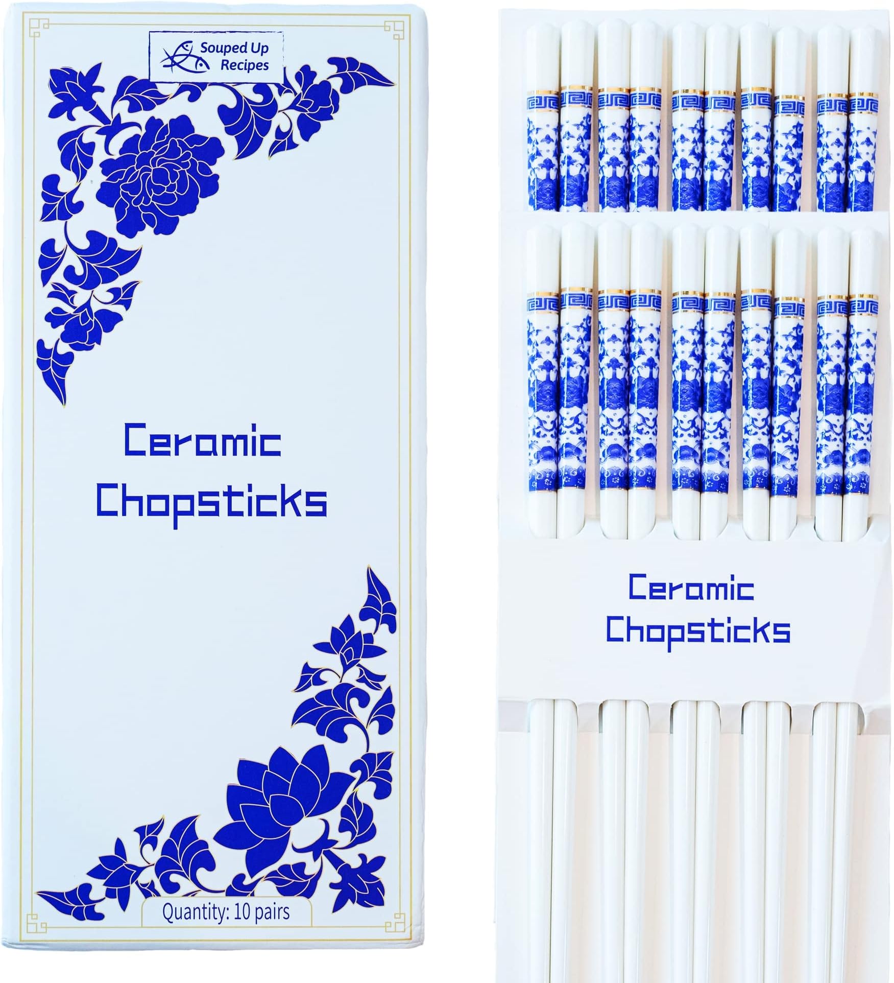 Buy It for Life Ceramic Chopsticks - Blue Peony Design
