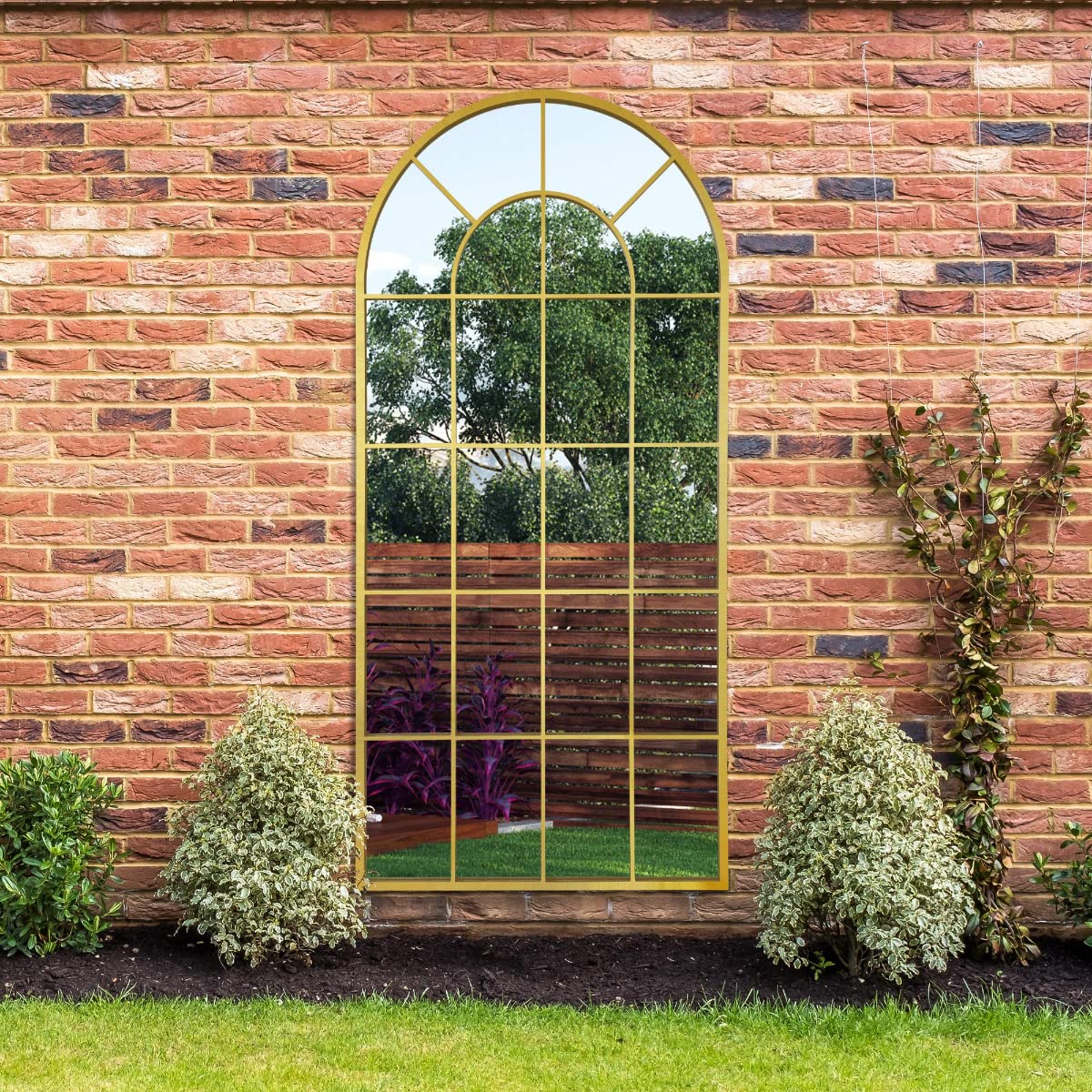 Mirroroutlet Unisex Gold Framed Arched Window Garden Mirror 71" X 33.5" (180X85cm) | : Size 1 Pack