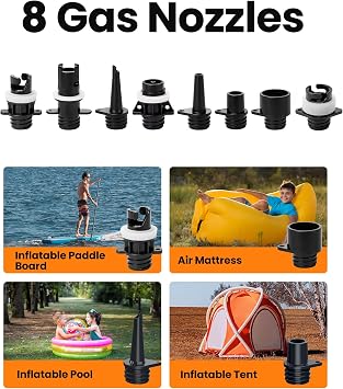 OutdoorMaster Shark 2S 88.8Wh Electric Paddle Board Pump, Rechargeable Battery for 6 SUPs Inflation & Deflation, 20PSI SUP Air Pump 12V/15.8V DC & Type-C Input, Auto-Off & 8 Nozzles for Inflatables