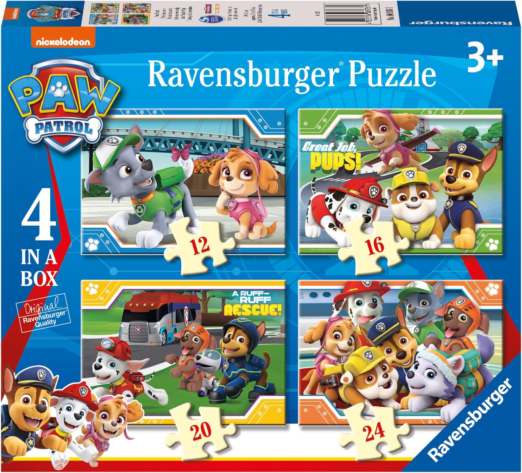 Ravensburger Paw Patrol 4-in-1 Jigsaw Puzzle Set,Multicolor,6936