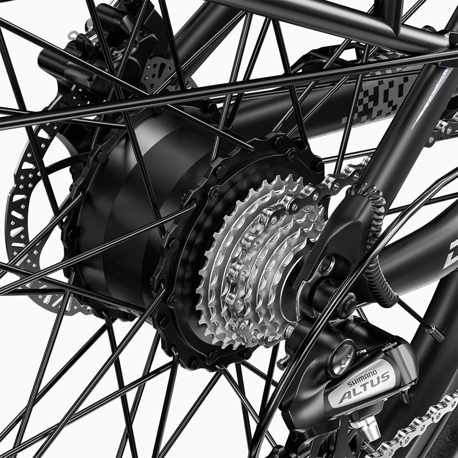 7-speed rear derailleur and cassette on cysum e-bike