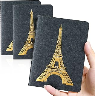3pack Pocket notebook Small Journal Mini notepad, Black Soft Cover, 4 x 5.5 inches, Narrow Ruled/Lined (Tower)