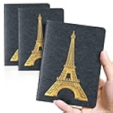 LAXAMOTEL 3pack Pocket notebook Small Journal Mini notepad, Black Soft Cover, 4 x 5.5 inches, Narrow Ruled/Lined (Tower)