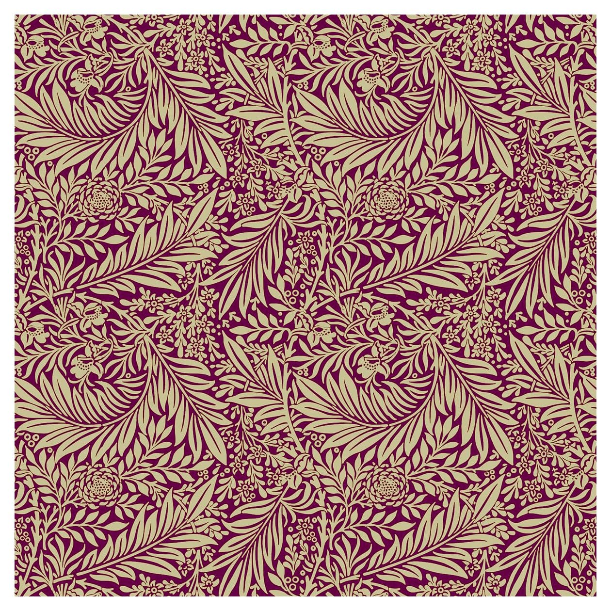 TheFabricTrade 100% Cotton Fabric Digital Printed Material William Morris Larkspur Damson Classic Design - Ideal for Arts & Crafts, Sewing, Quilting - 5 Metre (500cm x 140cm)
