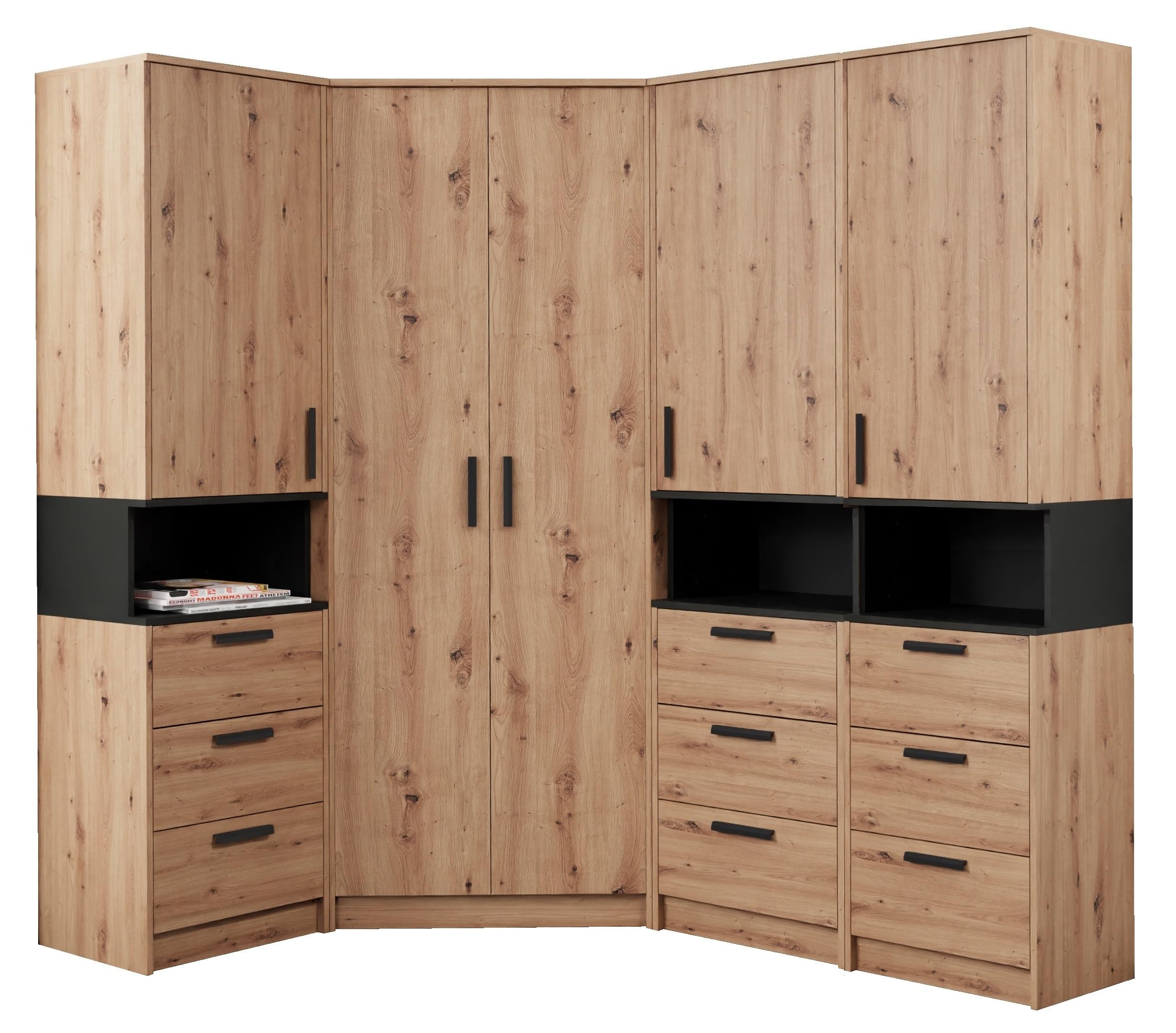 Möbelset Grant Set 42A Eckschrank und 3 Regale Schlafzimmer, Jugendzimmer, Wohnzimmer, Flur