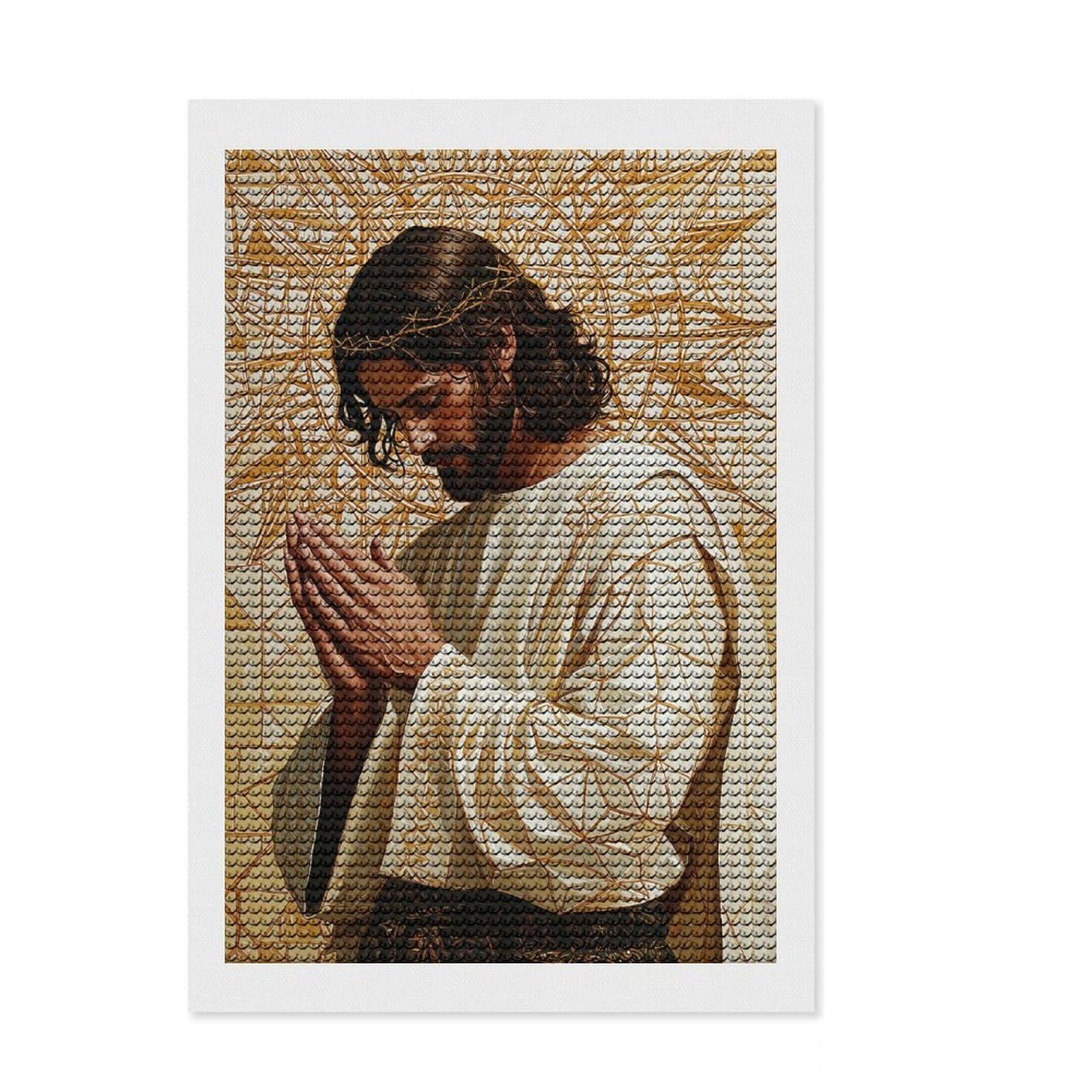 Junmoney Jesus Praying Diamond Painting Set 8"x12", Birthday Gift, Vintage Style Decor, Modern Decor, Seasonal Gift Choice, Creative Hobby