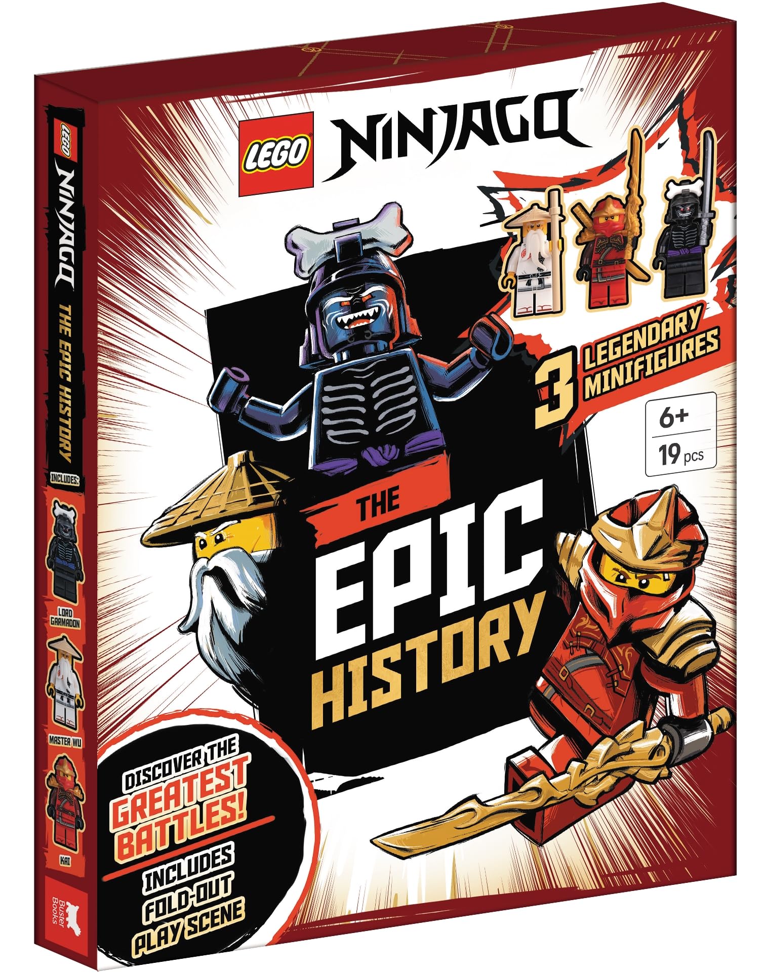 LEGO® NINJAGO®: The Epic History (with Kai, Lord Garmadon and Master Wu minifigures and fold-out play scene) (LEGO® Minifigure Activity)