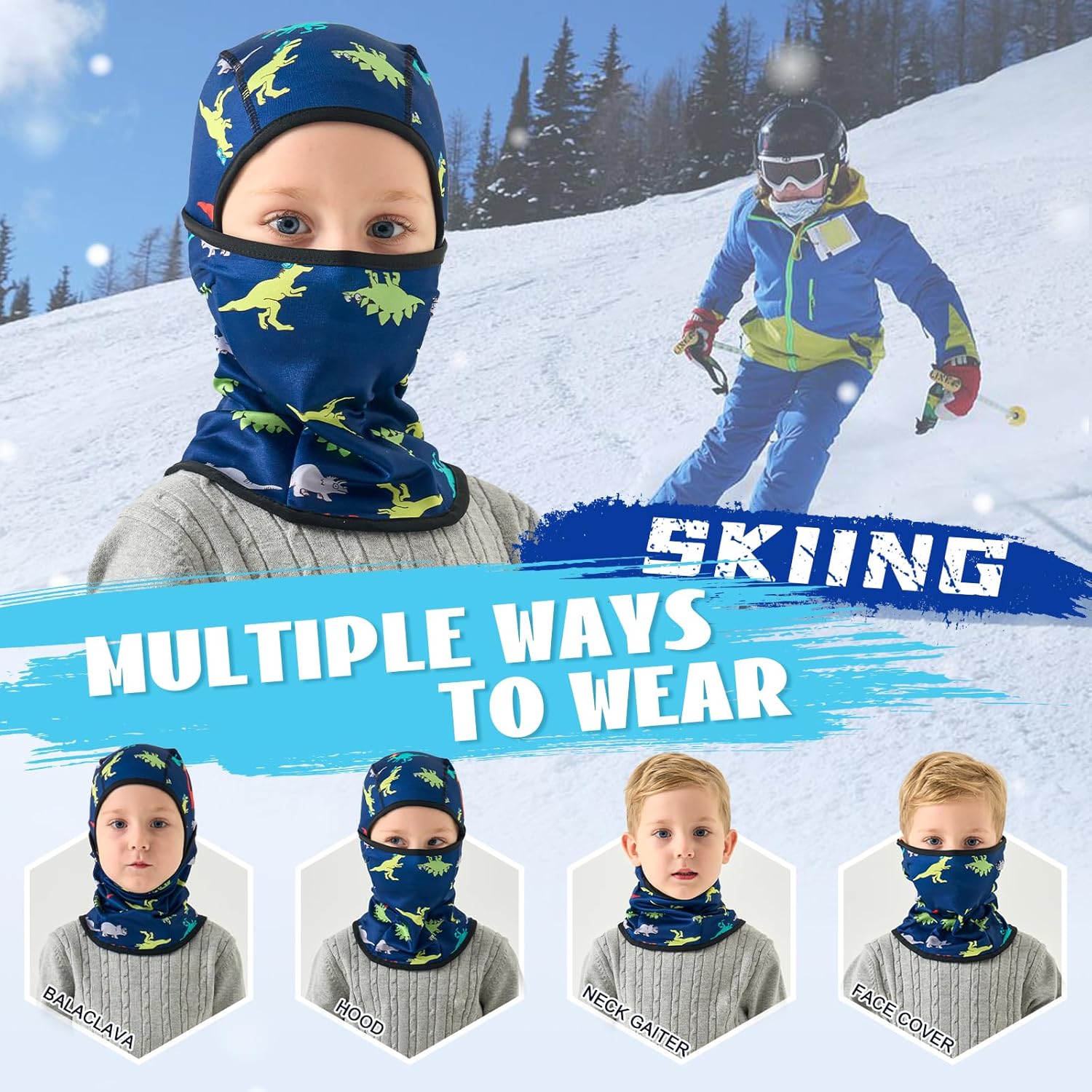 BAVST Toddler Boys Winter Balaclava Hat Windproof Kids Warm Ski Full Face Cover Baby Girls Cold Weather Snow Hat - Image 4