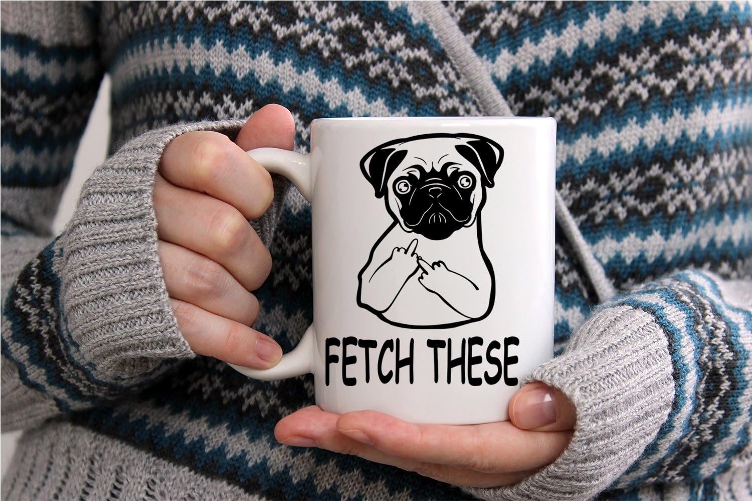 Onе-Dау Sаlе: Uр tо 50% оƒƒ Fetch This Cute Dog Middle Finger - Funny Dog and Pug Lovers Mug - 11OZ Coffee Mug - Great Gift for Friend, Employee, Boss, Parents, Boyfriend or Girlfriend- By AW Fashions