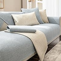 Vista 11 de Fundas para sofá de estilo japonés, fundas de sofá de tela de lino para sofá modular en forma de L, antideslizante, transpirable, protector de Beige