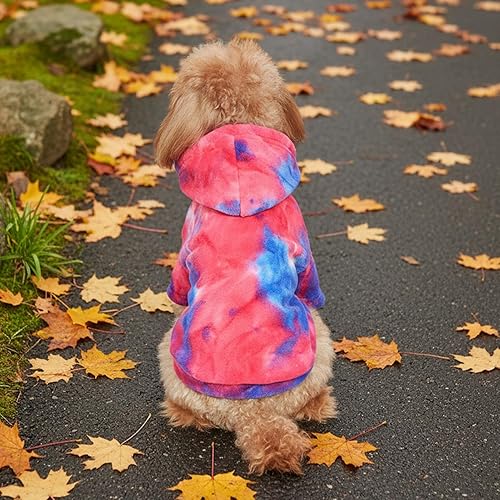 Miniatura 7 de Mklhgty Sudadera con capucha para perro de teñido anudado, abrigo de invierno para perros pequeños, capucha cálida y ajustable ultrasuave, tela