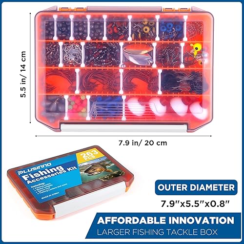 Miniatura 8 de PLUSINNO Fishing Accessories Kit, Fishing Tackle Kit with Tackle Box Including Fishing Weights Sinkers, Jig Hooks, Beads, Swivel Snap, Bobbers