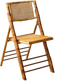 FSC Certified Bamboo Rattan Folding Chair, Foldable Vintage Dining Chair...