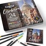 Castle Arts Themed 24 Colored Pencil Set in Tin Box, perfect colors for Seascapes. Featuring quality, smooth colored cores, superior blending & layering performance achieving great results