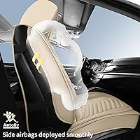 Vista 3 de Fundas de asiento de automóvil, transpirables e impermeables de piel sintética para automóviles, funda de asiento universal con respaldo