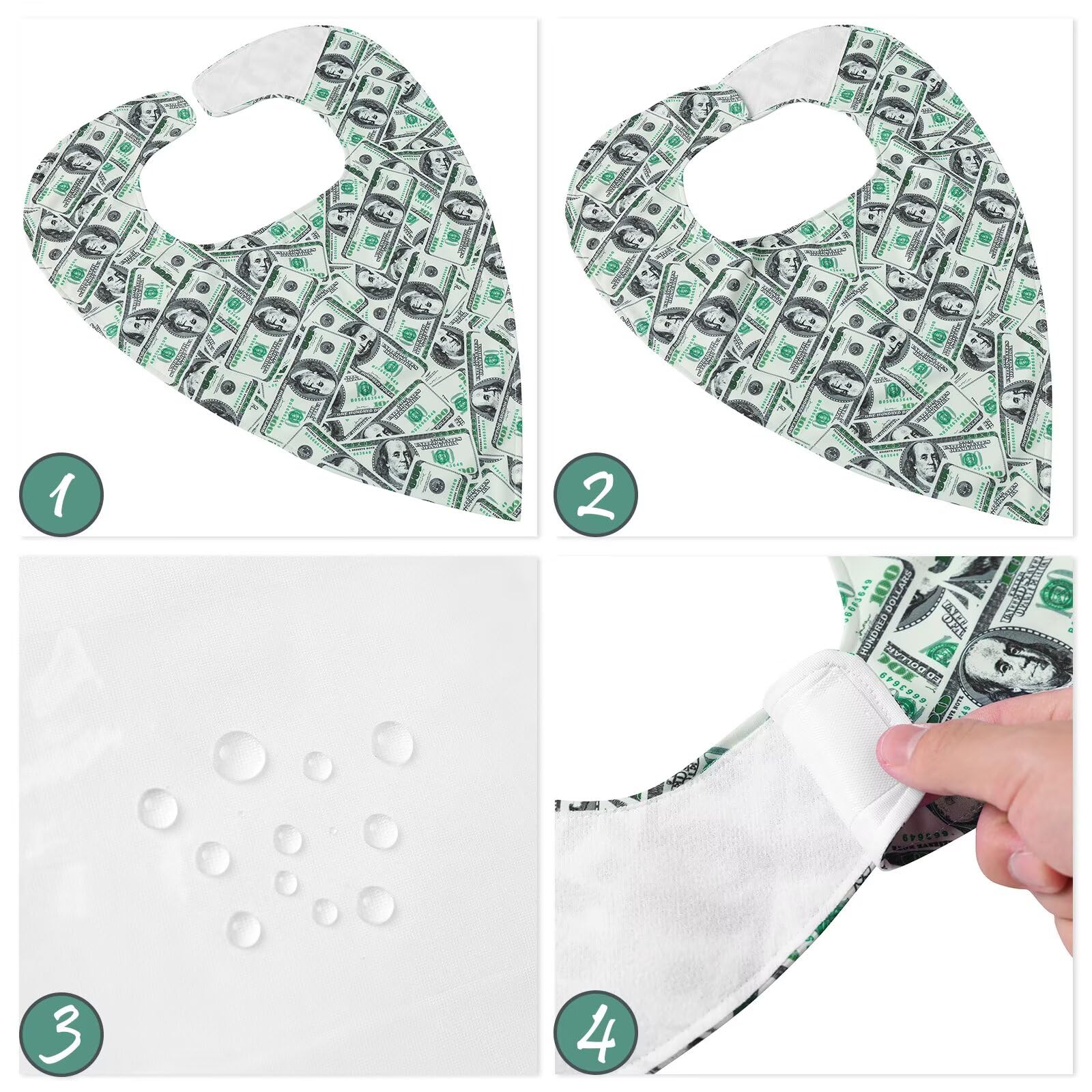 Landofgenie Lot de 2 grands bavoirs pour adultes avec fermeture réglable, lavables et réutilisables