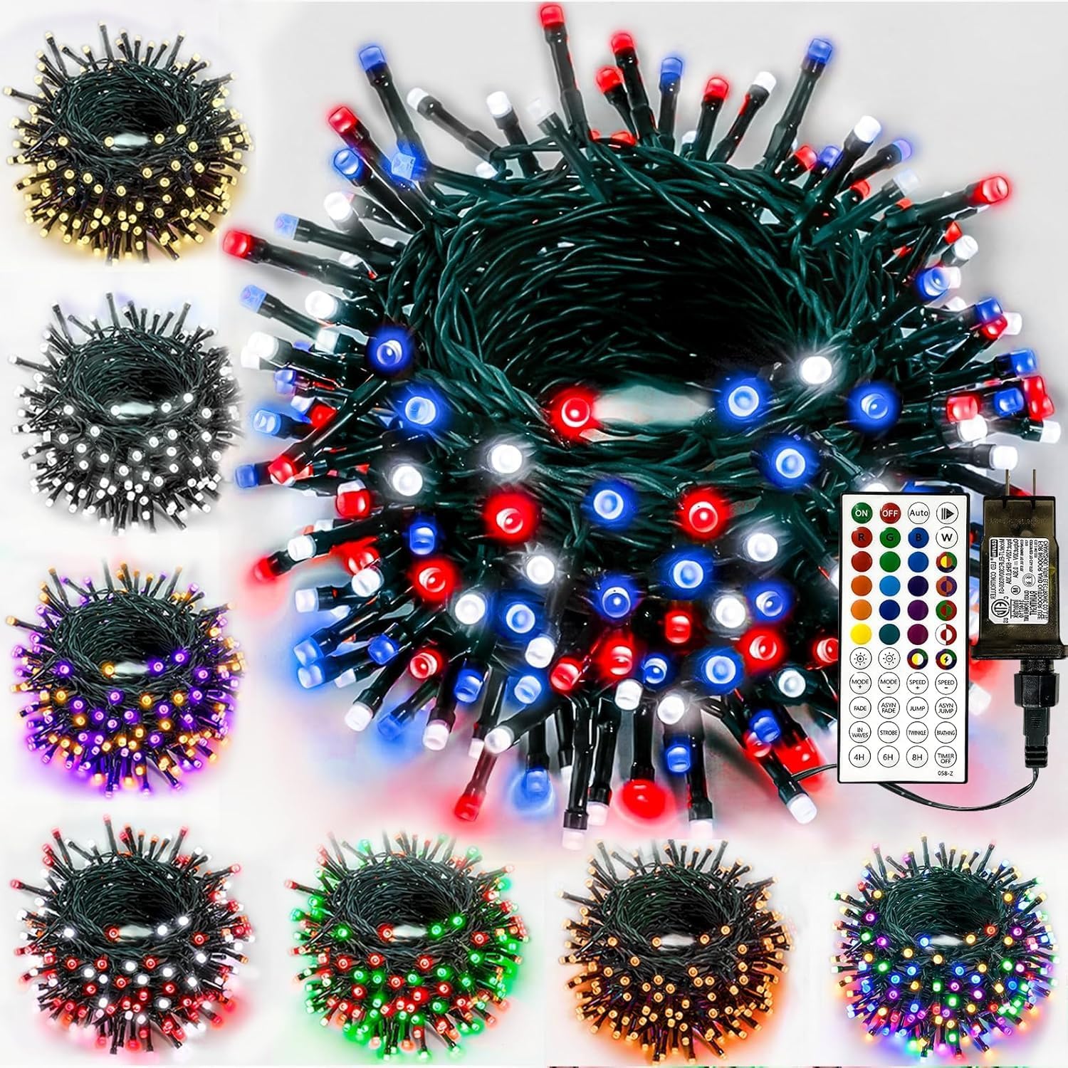 Smart Color Changing Christmas Lights,4th of July Decoration Lights with Remote & Timer, 66FT 200 LED Patriotic String Lights Waterproof, RGB Twinkle Light for 250th Anniversary Independence Day Decor