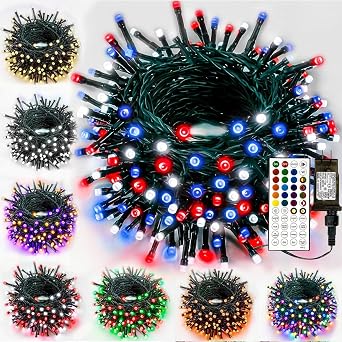 Smart Color Changing Christmas Lights,4th of July Decoration Lights with Remote & Timer, 66FT 200 LED Patriotic String Lights Waterproof, RGB Twinkle Light for 250th Anniversary Independence Day Decor