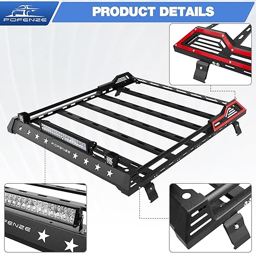 Miniatura 2 de Portaequipajes de techo rígido con luces LED para Jeep Wrangler JK JL 4 puertas 2007-2023