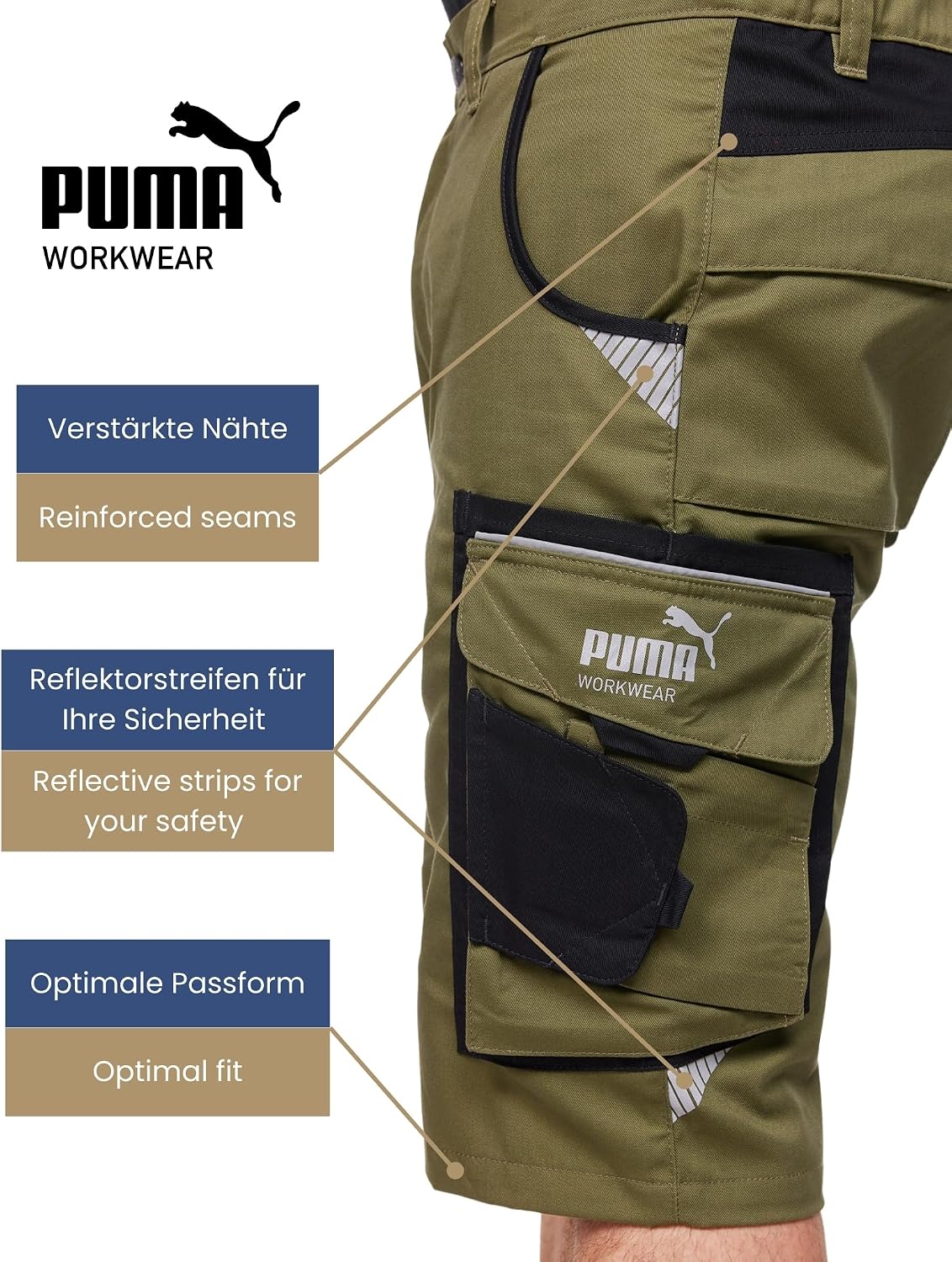 PUMA Workwear Precision X Work Shorts – Hiking Shorts for Outdoor – Cargo with Comfortable Fit and Lightweight