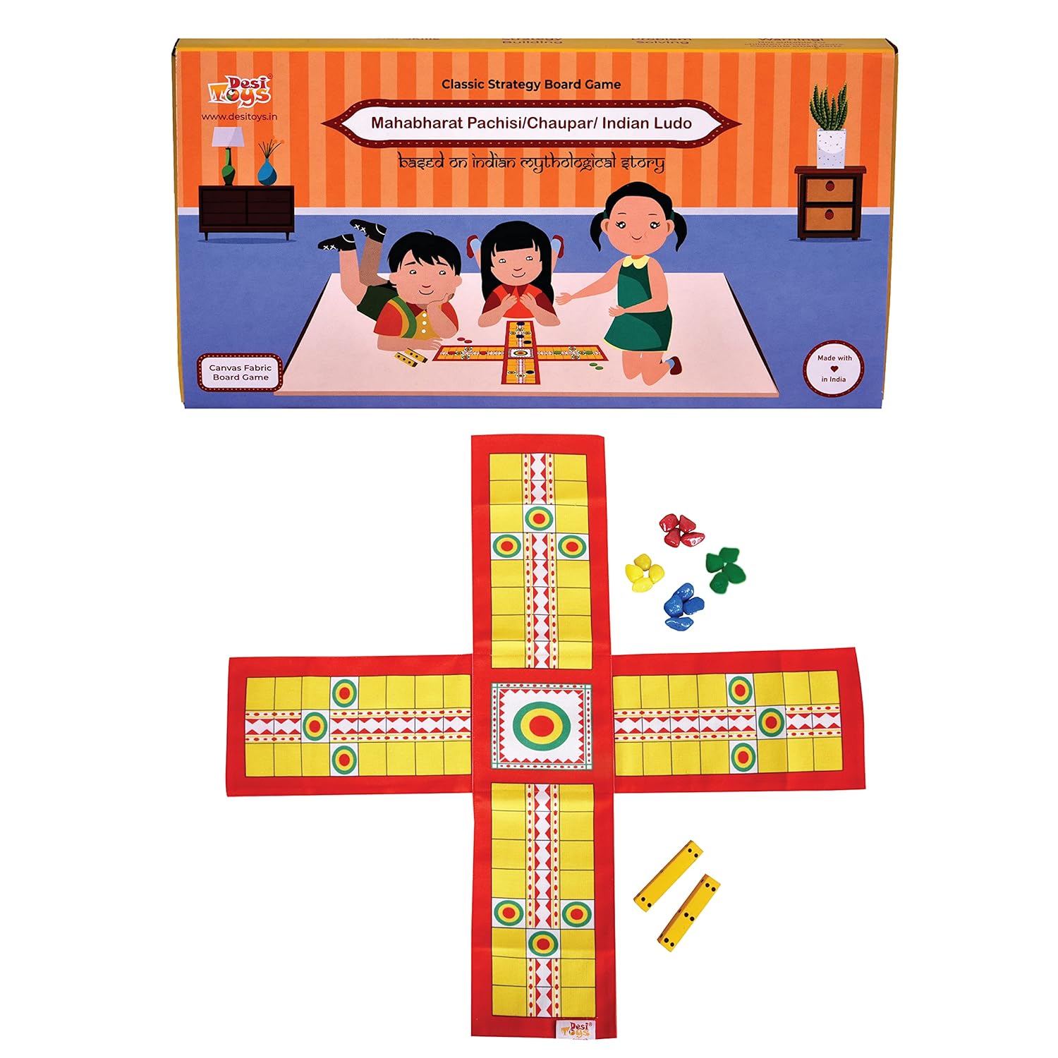 Buy Mahabharat Pachisi/Chaupar/Chopad/Chaupad/Indian Ludo, Classic Strategy Board Game with