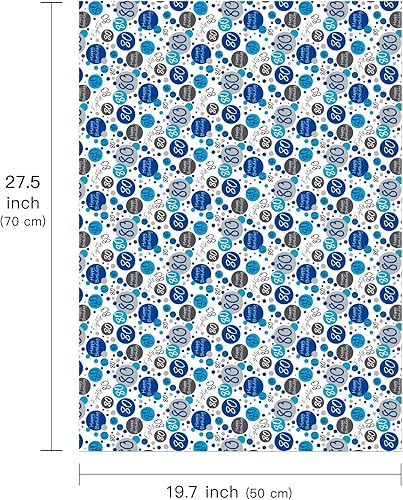 Miniatura 2 de WRAPAHOLIC Hoja de papel de regalo de cumpleaños, 6 hojas de diseño azul de 80 cumpleaños, plegada plana para cumpleaños, fiestas, baby showers,