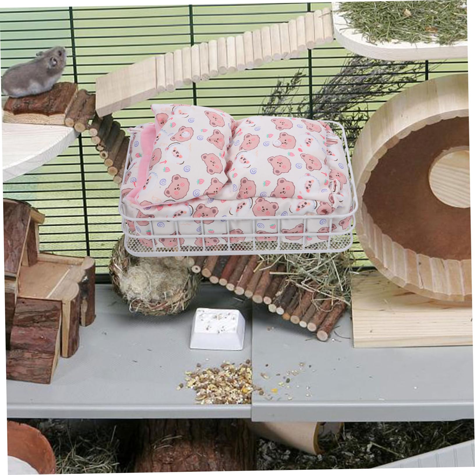 Toddmomy Meerschweinchen Hängematte Kleines Haustierbett Metallrahmen Weiß Winter Schlafplatz Hamster Zubehör Kleintier Käfighängematte