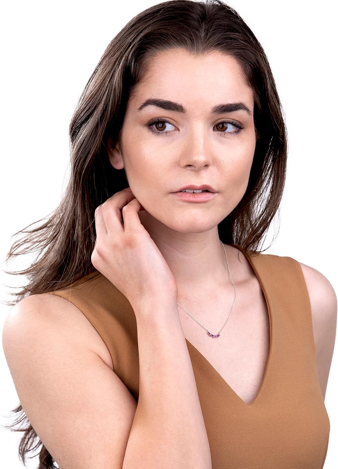 Genuine Stone Pendant Necklace with Cable Chain, 18 Inches