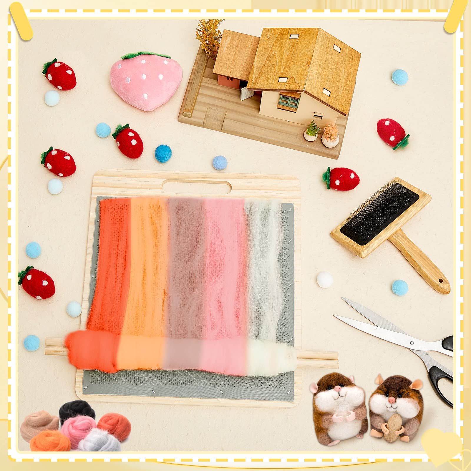 4 Pieces Wool Carders Set Wool Hand Carders Wool Blending Board Wool Carders Needle Felting Wood Brushes Needle Felting Tools for Felt Needle Project Wool Craft