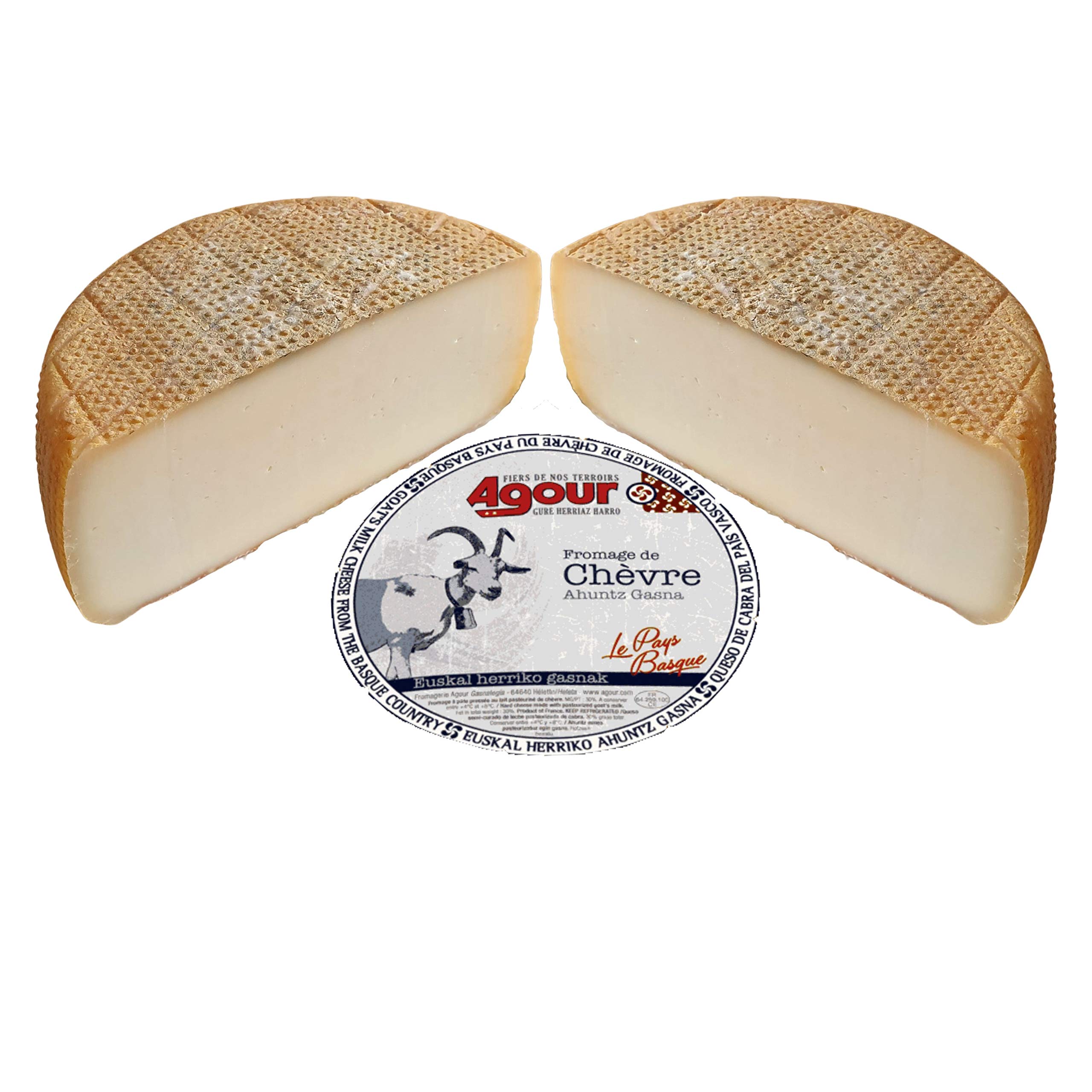 Queso de Cabra del País Vasco Frances - Peso Aproximado 3,1 Kilogramos - Elaborado por el respetado AGOUR, uno de los productores más laureados de todo el mundo en el World Cheese Awards