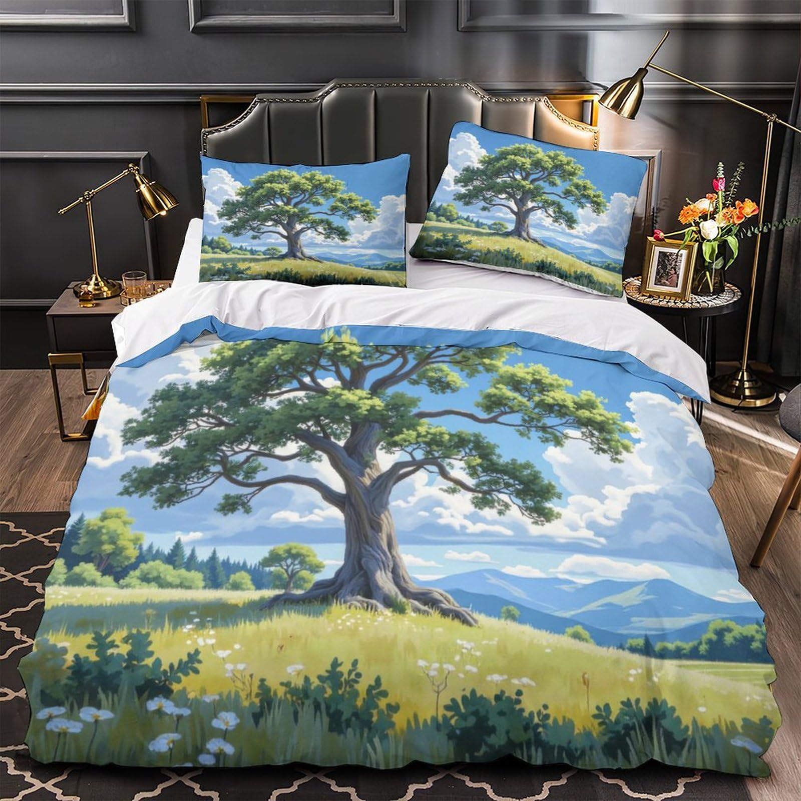 Housse de couette super douce paysage naturel en microfibre imprimée en 3D
