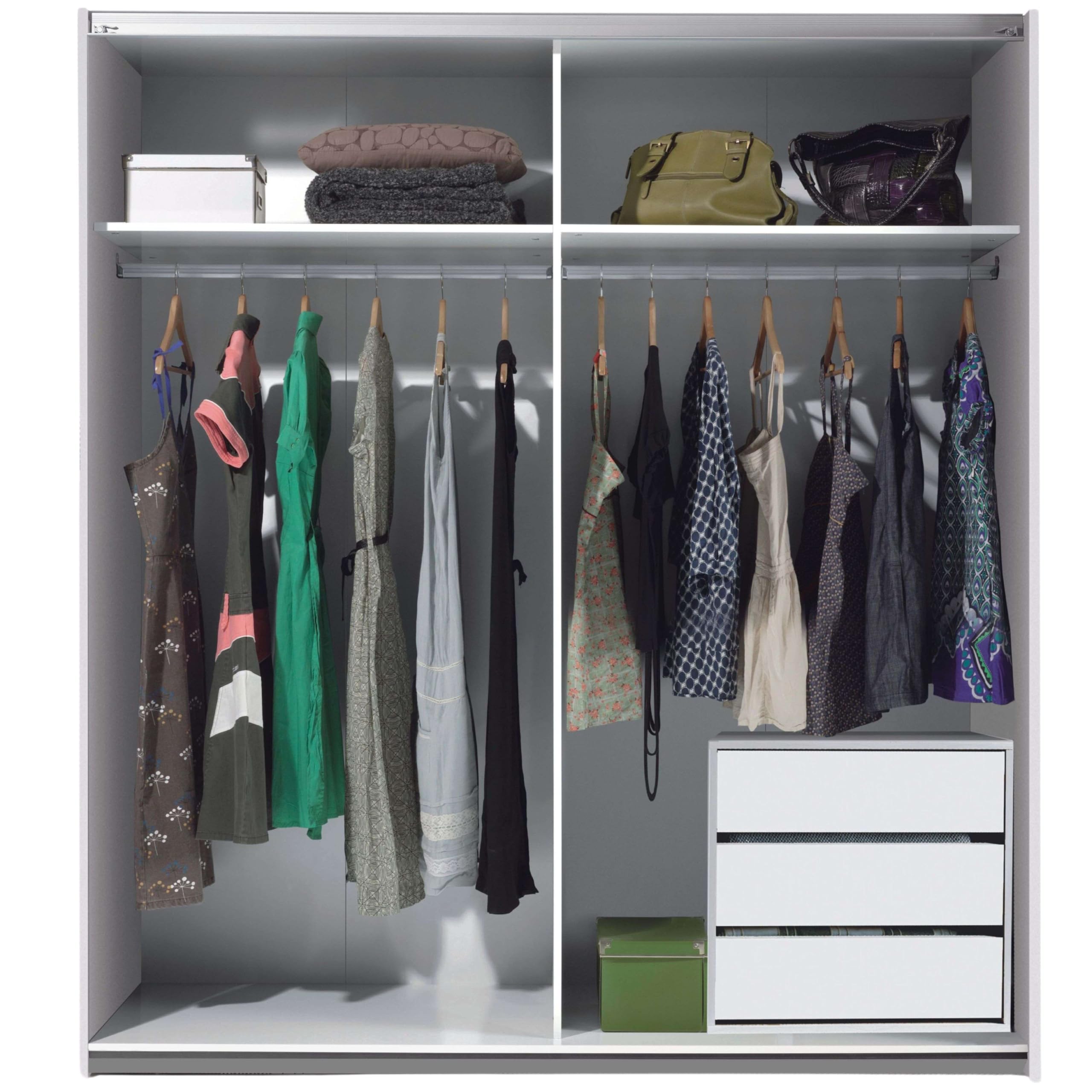Habitdesign Cassettiera a tre cassetti in bianco opaco, dimensioni: 60 cm (larghezza) x 57 cm (altezza) x 44 cm (profondità)